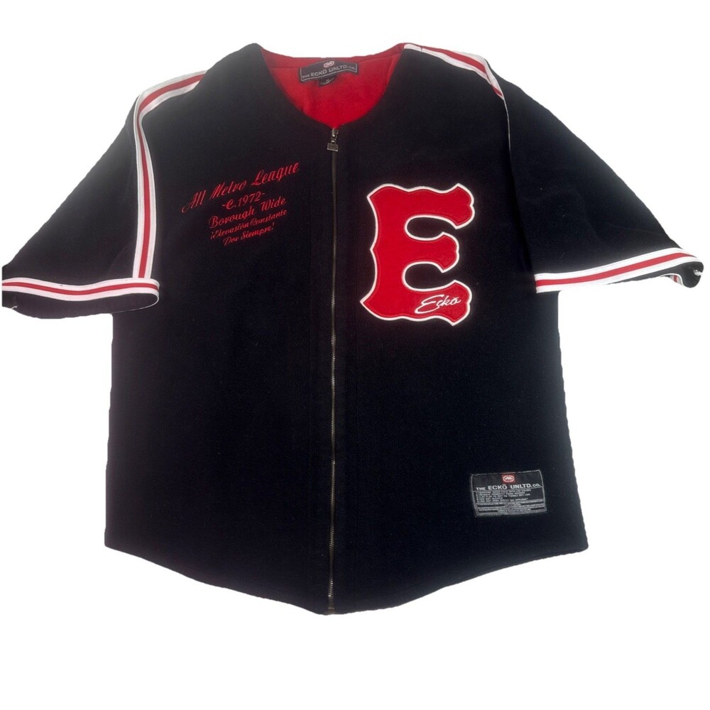 Vintage Y2K Ecko Unltd "All Metro League" Zip-Up Baseball Jersey Men’s Medium